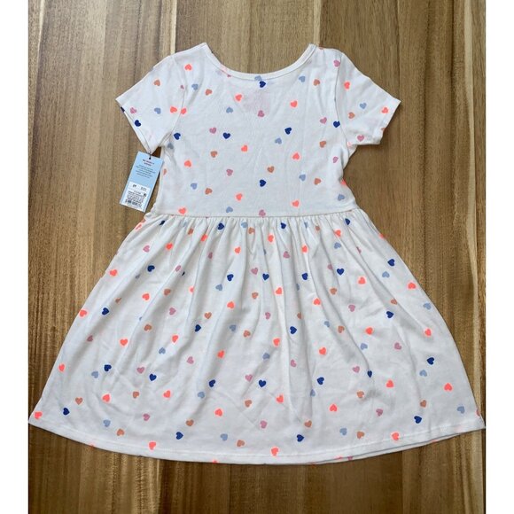 Cat & Jack Little Girls Short Sleeves Multicolor Heart Print Dress Size 5T - Picture 4 of 6